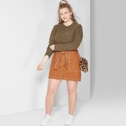 Women's Plus Size Belted Tie Utility Mini Skirt - Wild Fable™