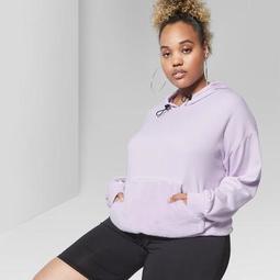 Women's Plus Size Pullover Hoody with Faux Fur Kanga Pocket - Wild Fable™ Purple