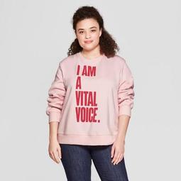 Women's Plus Size Long Sleeve Graphic Sweatshirt - A New Day™ + Vital Voices - Pink