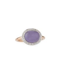 18k Lavender Jade Oval & Diamond Ring, Size 6.5