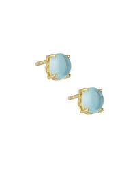 18k Doublet Stud Earrings, Blue Topaz