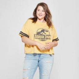 Women's Jurassic Park Plus Size Short Sleeve Logo Graphic T-Shirt (Juniors') Mustard