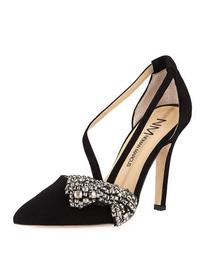 Flanna Pumps with Jeweled Bow Embellishment