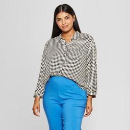 Women's Plus Size Long Sleeve Classic Blouse - Who What Wear™