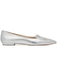 silver Bibi embroidered leather ballerina flats