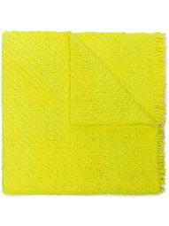 Yellow oversized frayed wool blanket scarf