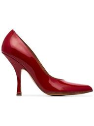 red open toe 110 patent leather pumps