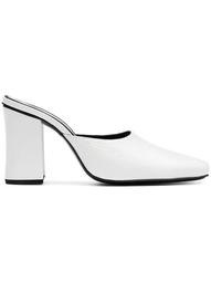white Mule 90 leather high heel pumps