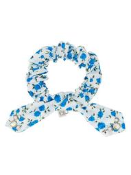 white and blue Nina crystal floral print cotton bracelet