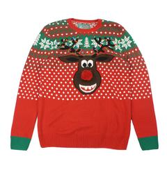 Ugly Christmas Sweaters Plus Size Women's Rudolph W/ Pop Out Nose Sweater