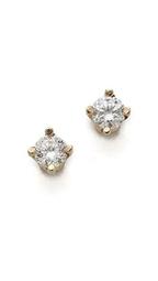 14k Gold White Diamond Stud Earrings