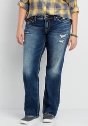 Silver Jeans Co.&reg; plus size Elyse slim boot jeans with destruction