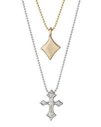 Little Rockstar Layered Diamond & Cross Necklace, Two-Tone