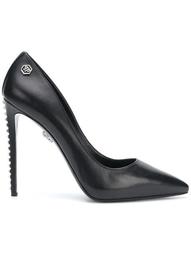 silver studded stiletto heels