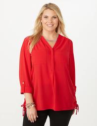 Plus Size Cinched Side Crepe Top