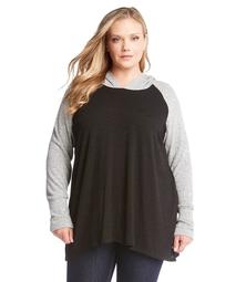 Plus Size Contrast Hoodie Sweater