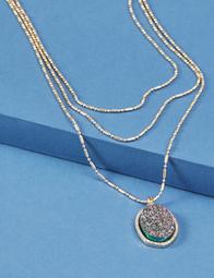 3-Layer Druzy Pendant Necklace