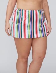 Multi-Stripe Side Slit Swim Skirt