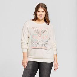 Women's Plus Size Radio Days Woodstock Graphic Pullover Sweatshirt - Cream