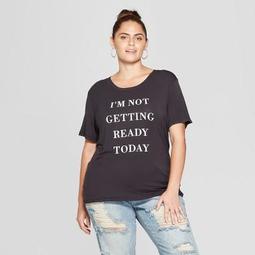 Women's Plus Size Short Sleeve I'm Not Getting Ready Today Graphic T-Shirt - Fifth Sun (Juniors') Black