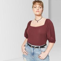 Women's Plus Size Short Balloon Sleeve Top - Wild Fable™ Red