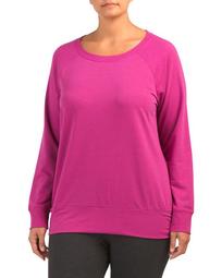 Plus Terry Long Sleeve Side Ruched Top