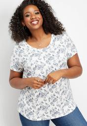 plus size 24/7 floral sweeper tee
