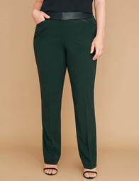Allie Tailored Stretch Straight Leg Pant - Faux Leather Trim