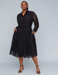 Girl With Curves Pleated Lace Dress