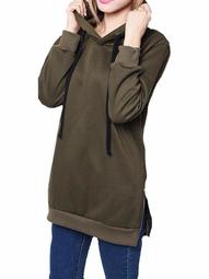 Women's Casual Side Zipper Long Sleeve Fashion Pullover Hoodies