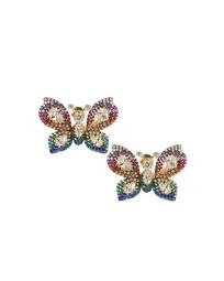 Rainbow Butterfly Button Earrings