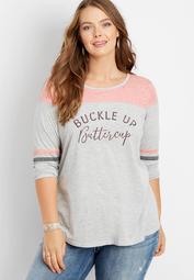 plus size buckle up buttercup football tee