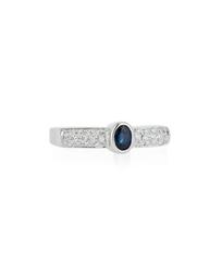18k White Gold Diamond & Sapphire Ring, Size 7