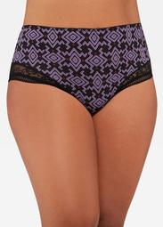 Lace Inset Printed Micro Brief Panty