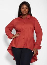 Tall Hi Lo Button Front Top