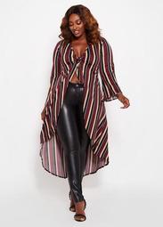 Knot Front Striped Duster