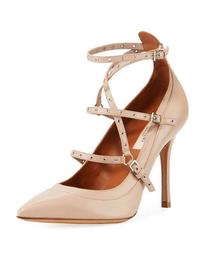 Strappy Leather Grommet Pumps