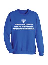 What On Earth Unisex The Miracle of Hanukkah Sweatshirt - Blue Sweater