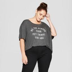 Women's Plus Size Short Sleeve Be the Person Your Pet Thinks You Are Graphic T-Shirt - Fifth Sun (Juniors') Charcoal