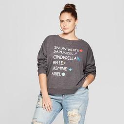 Women's Disney Plus Size Princess Graphic Sweatshirt (Juniors') Charcoal