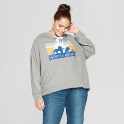 Women's Disney Plus Size Hakuna Matata Hooded Graphic Sweatshirt (Juniors') Heather Gray