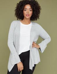 Faux Pearl Bell-Cuff Overpiece Sweater