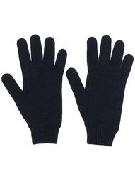 ribbed knit detail gloves