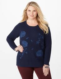 Plus Size Floral Embroidered Pullover Sweater