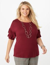 Plus Size Tier Fluttered Sleeve Top