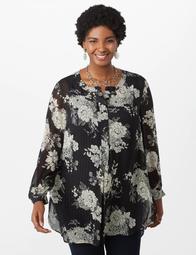 Plus Size Floral Shimmer Tunic