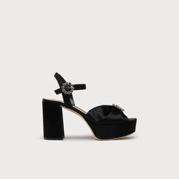 Eline Black Satin Formal Sandals
