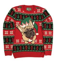 Ugly Christmas Sweater Plus Size Women's Pug Elf Hat Holiday Sweatshirt