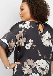plus size floral tie back pullover