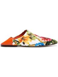 Floral Leather Mules